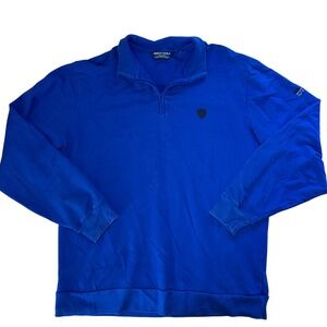 VTG Polo‎ Golf Ralph Lauren Quarter Zip Sweater Mens L Pullover Made in USA Blue